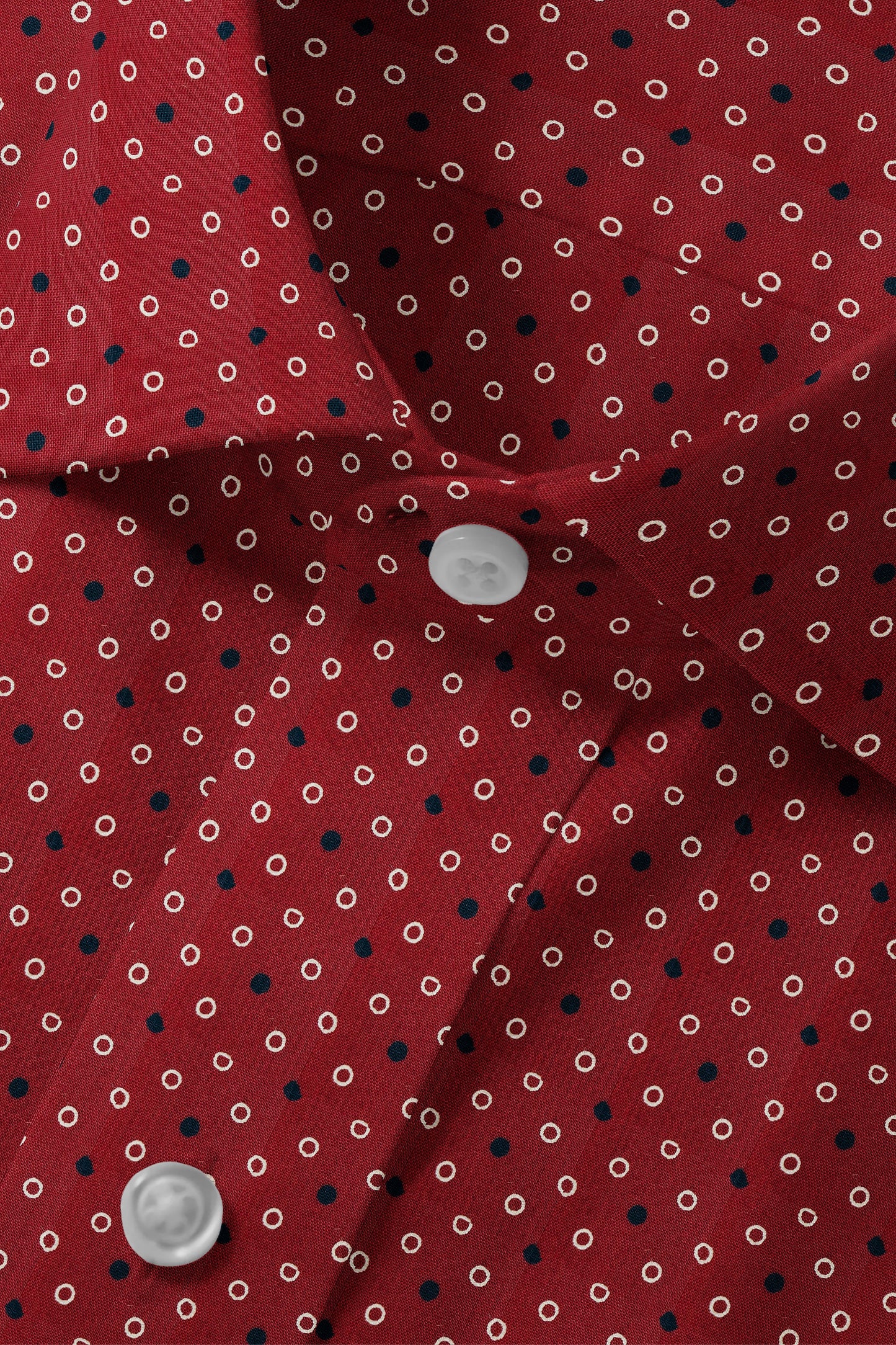 Scarlet Red Black and White Dots Print Shirt