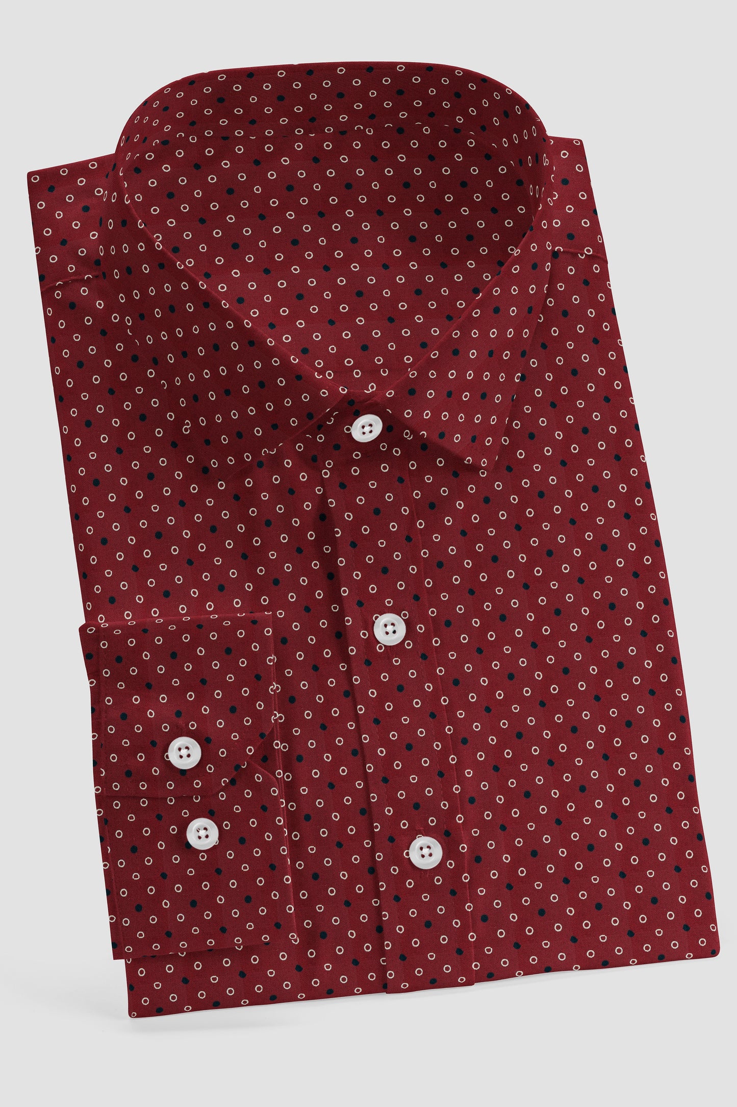 Scarlet Red Black and White Dots Print Shirt