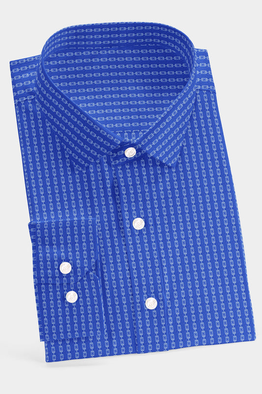 Azure Mosaic Dress Shirt